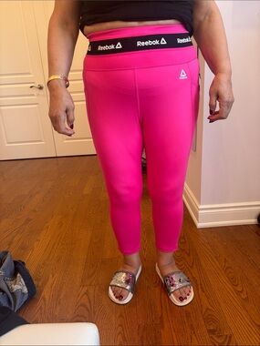 Reebok Hot Pink Logo Waistband Leggings